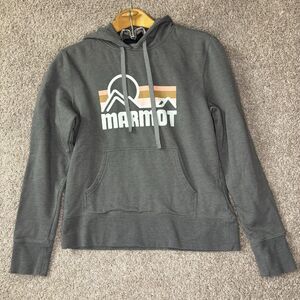 Marmot Women's L Hoodie‎ Sweatshirt Grey Sunset Mountain Pullover Gorpcore